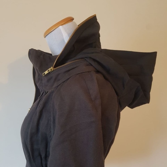 French Connection Rustic Blue Rollup Sleeve Jacket with Hidden Hoodie - Picture 9 of 14